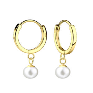 Gold Hoops with Pearl Drops
