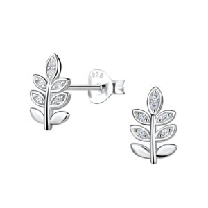 Olive Branchcwith CZ Stud Earrings