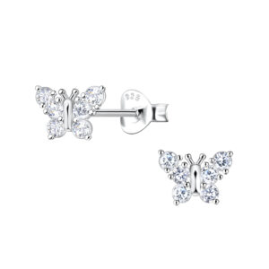 Dainty CZ Butterfly Stud Earrings