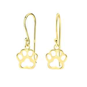 Gold Paw Hanging Wire Earrings