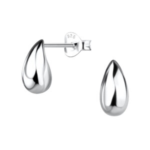 Silver Tear Drop Stud Earrings