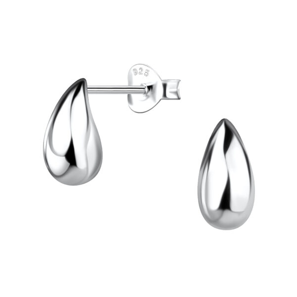 Silver Tear Drop Stud Earrings