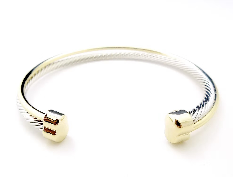 Silver Rope and Gold Twist Cuff