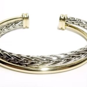 Braided Silver and Gold Smooth Twist Cuff