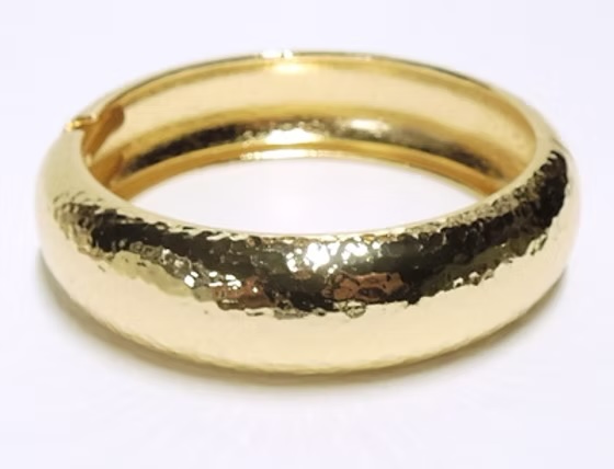 High Polish Gold Hammered Bangle