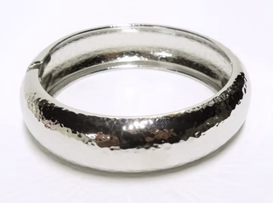 High Polish Hammered Silver Bangle