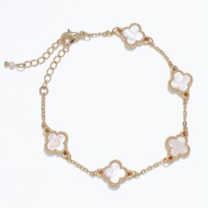 Gold Clovers with Pearlized Inlay Bracelet