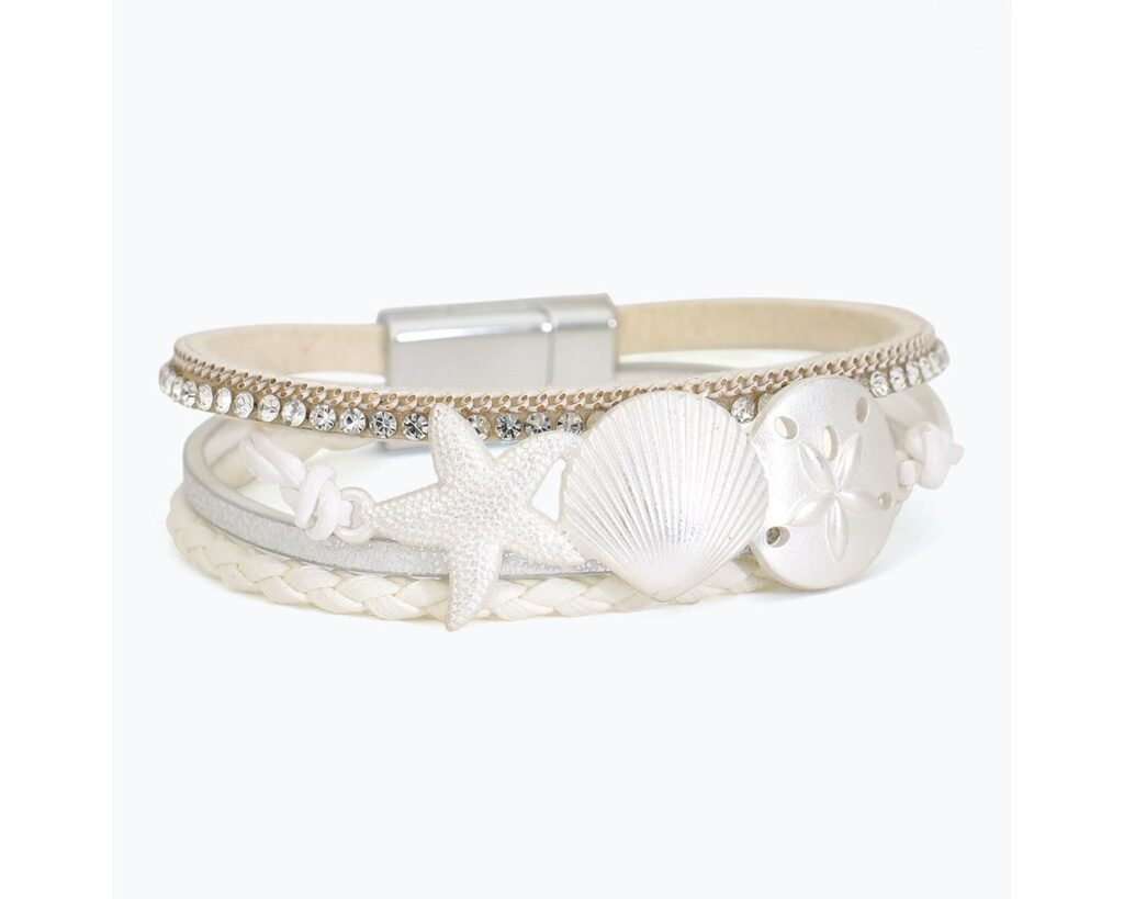 Matte Silver Sealife with Crystal Bracelet