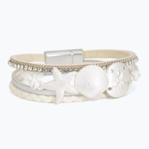 Matte Silver Sealife with Crystal Bracelet