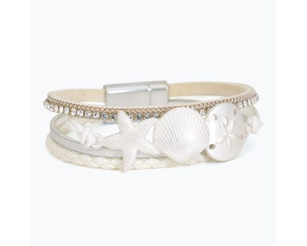 Matte Silver Sealife with Crystal Bracelet