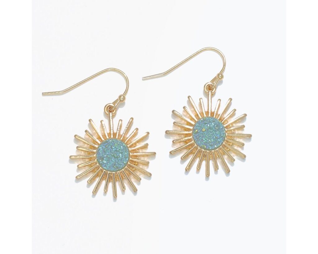 Gold Sunbursts with Druzy Center
