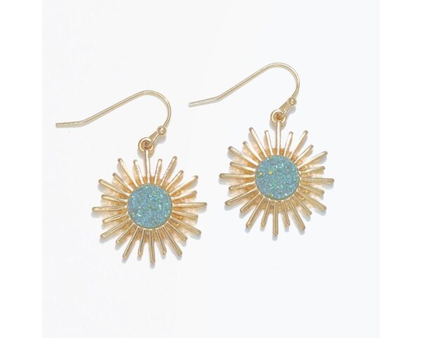 Gold Sunbursts with Druzy Center