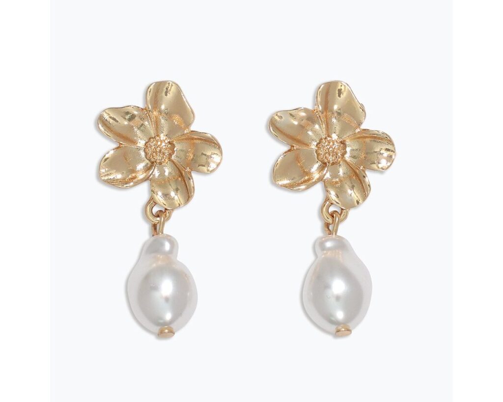 Gold Flowers with Pearl Drops