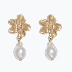 Gold Flowers with Pearl Drops