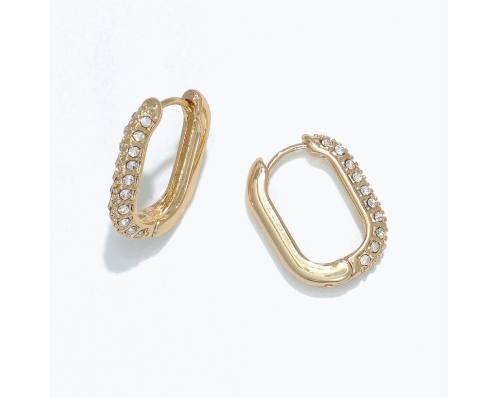 Stylish Crystal Studded Gold Huggies