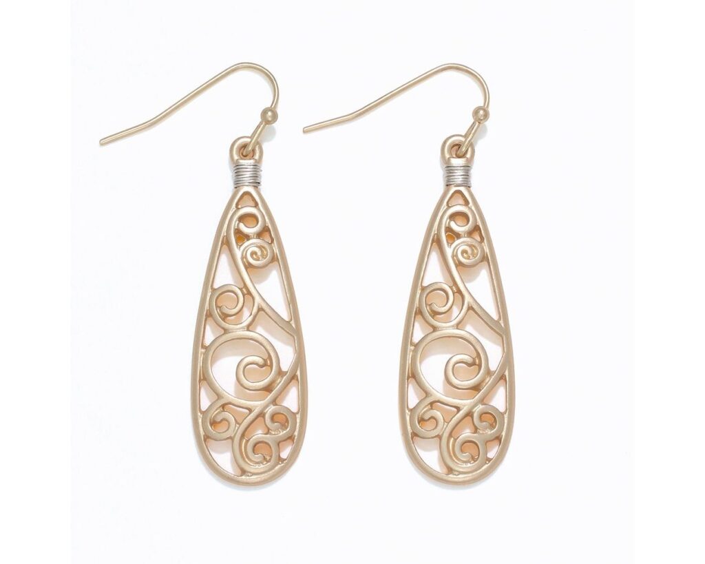 Matte Gold Open Scrollwork Earrings