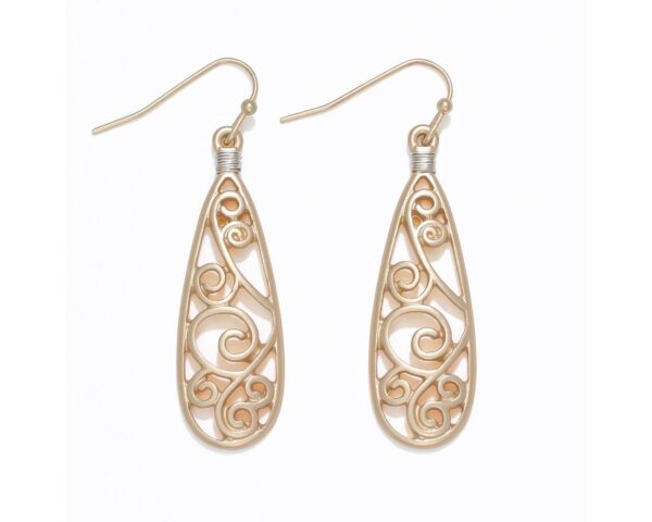 Matte Gold Open Scrollwork Earrings