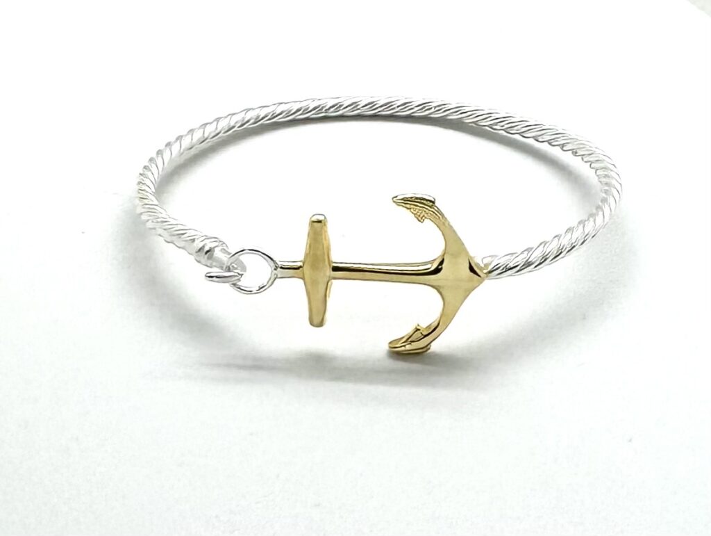 Braided Roped Anchor Bangle Two Tone