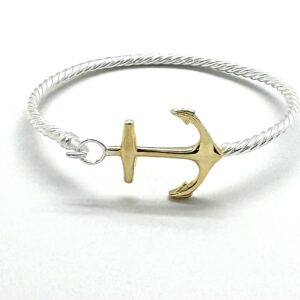 Braided Roped Anchor Bangle Two Tone