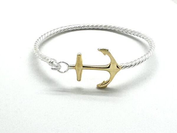 Braided Roped Anchor Bangle Two Tone