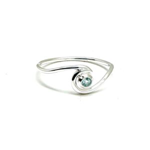Wave Ring with Blue Topaz Stone