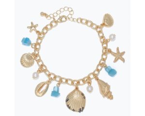 Gold Shell SeaLife Charm Bracelet