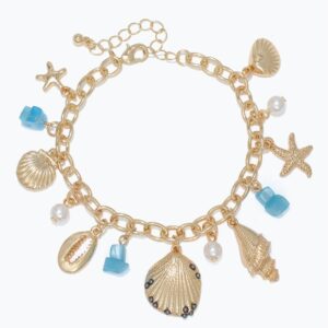 Gold Shell SeaLife Charm Bracelet