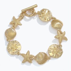Gold Sea Life Link Bracelet