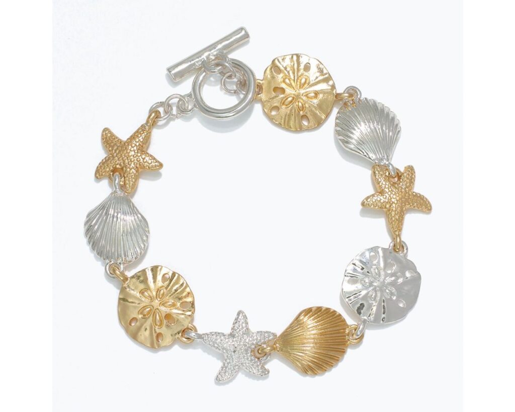Two Tone Sea Life Bracelet with Toggle Clasp