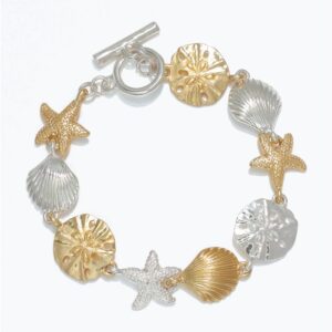 Two Tone Sea Life Bracelet with Toggle Clasp