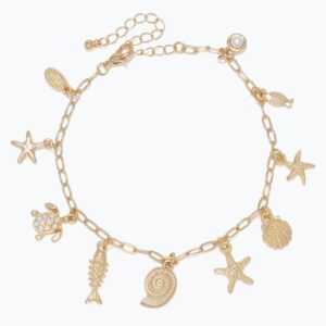 Gold Coastal Charms with Pearl Bracelet