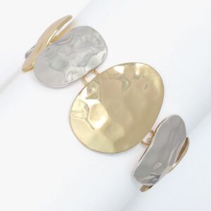 Gold and Silver Hammered Two Tone Bracelet