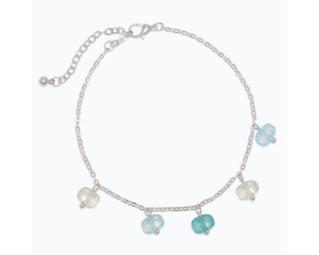 Silver Sea Glass Charm Bracelet