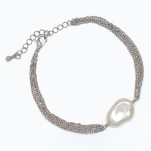 Silver Multi Chain and Pearl Bracelet