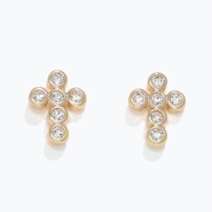 Circle Gold Crystal Cross Studs