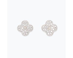 Sparkly Silver Clover Studs