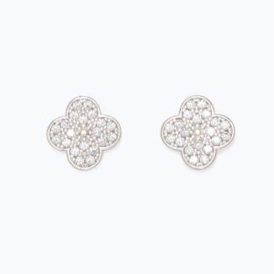 Sparkly Silver Clover Studs