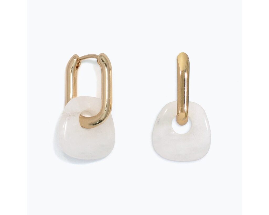 Gold Higgies with White Quartz Charms