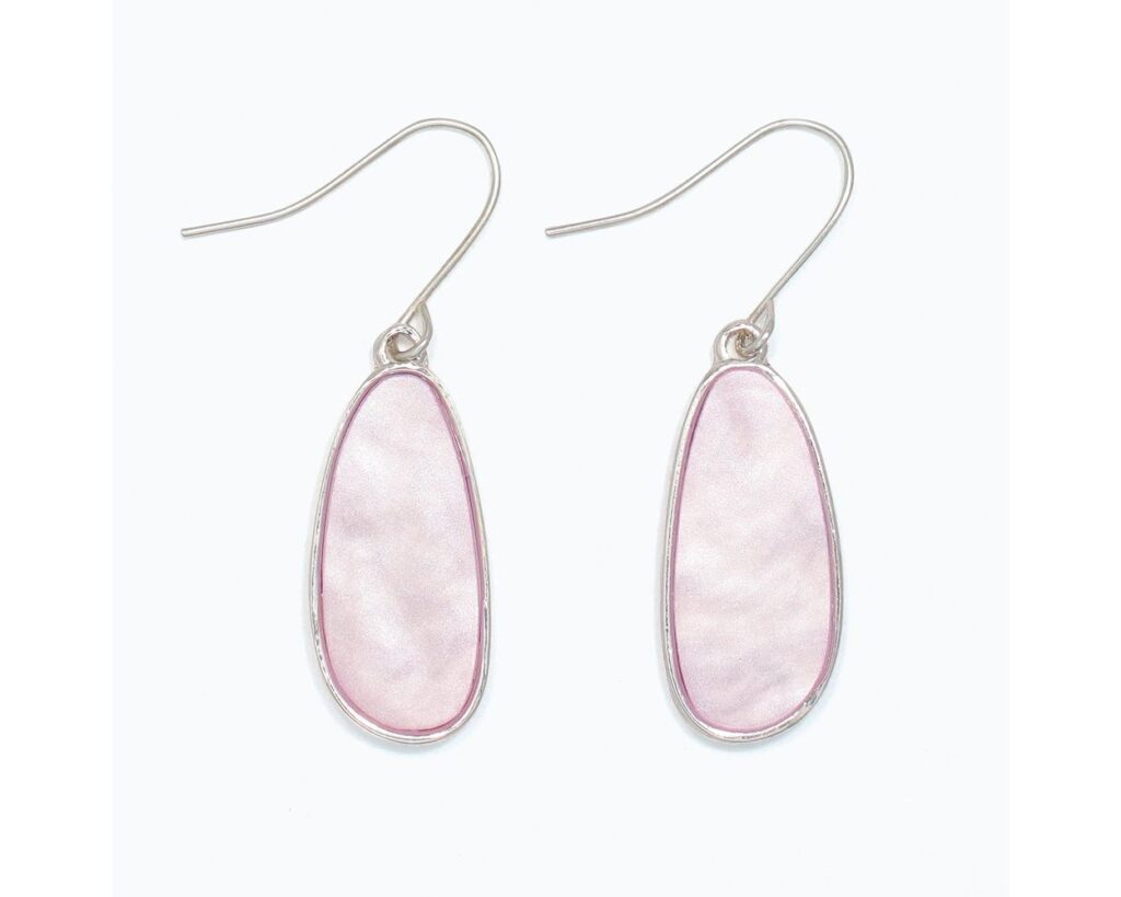 Silver With Pink Genuine Shell Inlay Earrings