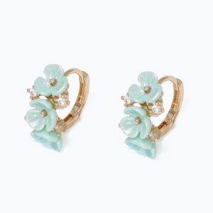 Delicate Mint Flower with Crystal Earrings