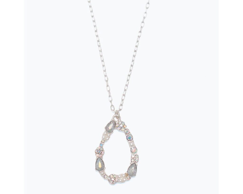 AB Crystal and Pearl Teardrop Nekclace