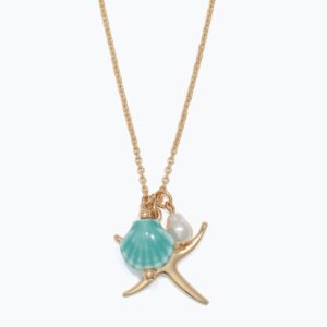 Gold Starfish Necklace with Ceramic Shell