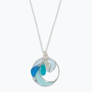 Aqua Wave with Sea Glass Charms Necklace