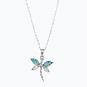 Crystal Dragonfly with Blue and Clear Necklace