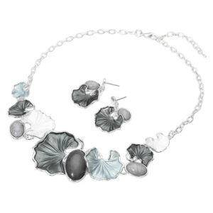 Gray Gingko Leaves Vine Necklace Set