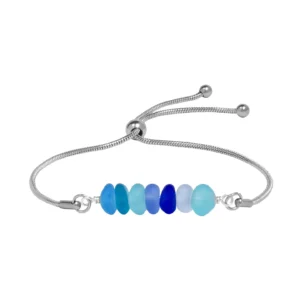 Beach Glass Adjustable Bracelet Multi Blue