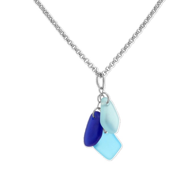 Sea Glass Necklace Cluster Blue