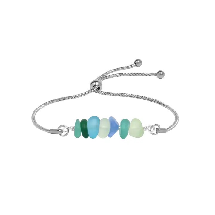 Beach Glass Adjustable Bracelet Multi Colored