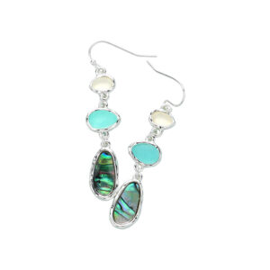 Pebble Link Dropdown with Abalone Dangle Earrings
