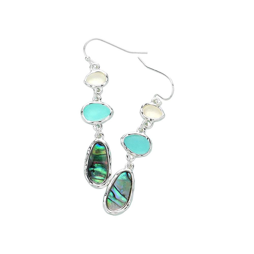 Pebble Link Dropdown with Abalone Dangle Earrings